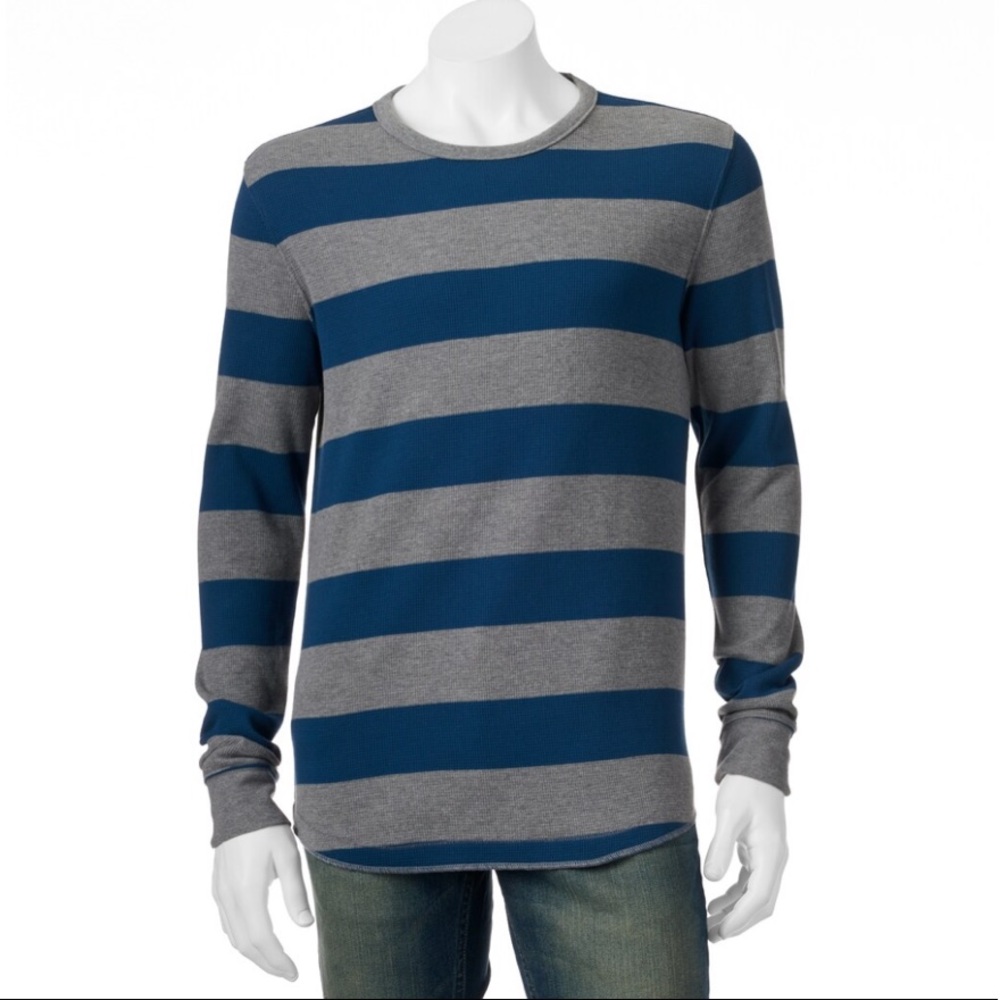 Sonoma Gray & Blue Striped Layering Thermal Sz XL
